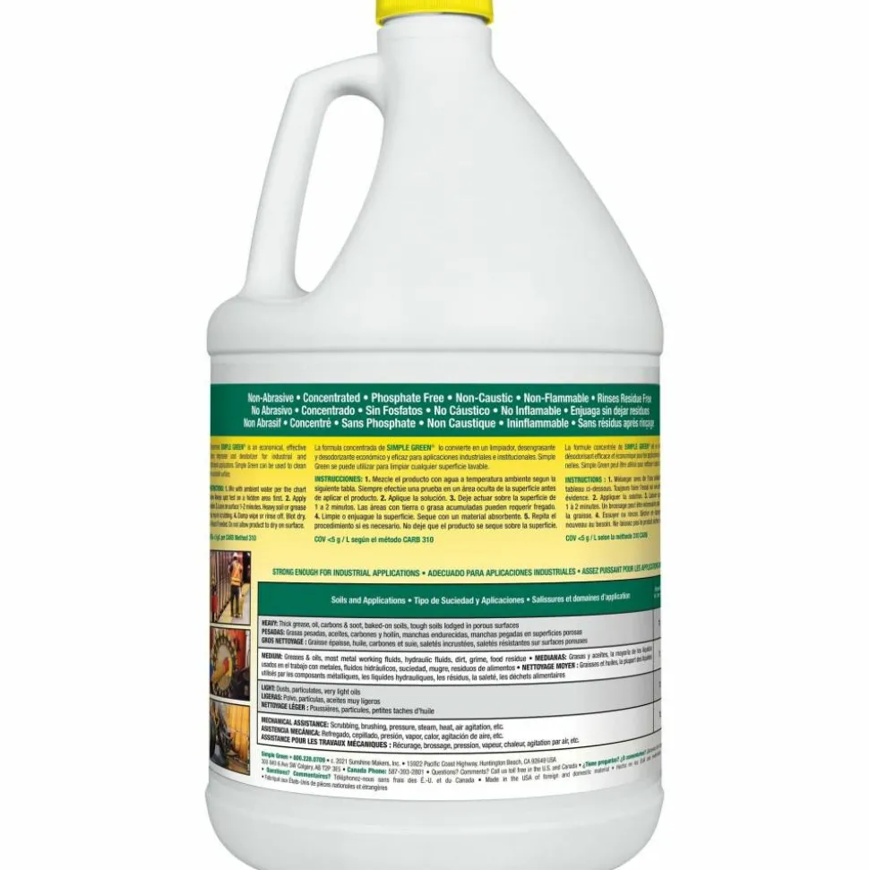 Simple Green Industrial Cleaner/Degreaser, Concentrate, 128 fl oz, Lemon Scent, Case of 4 - 14010CT