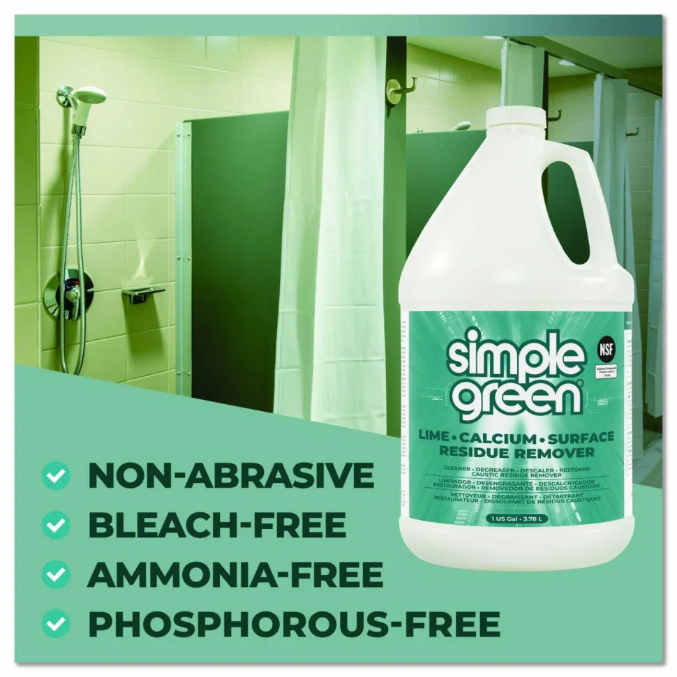 Simple Green Lime Calcium Surface Residue Remover, 1 gal Bottle, 6/Carton