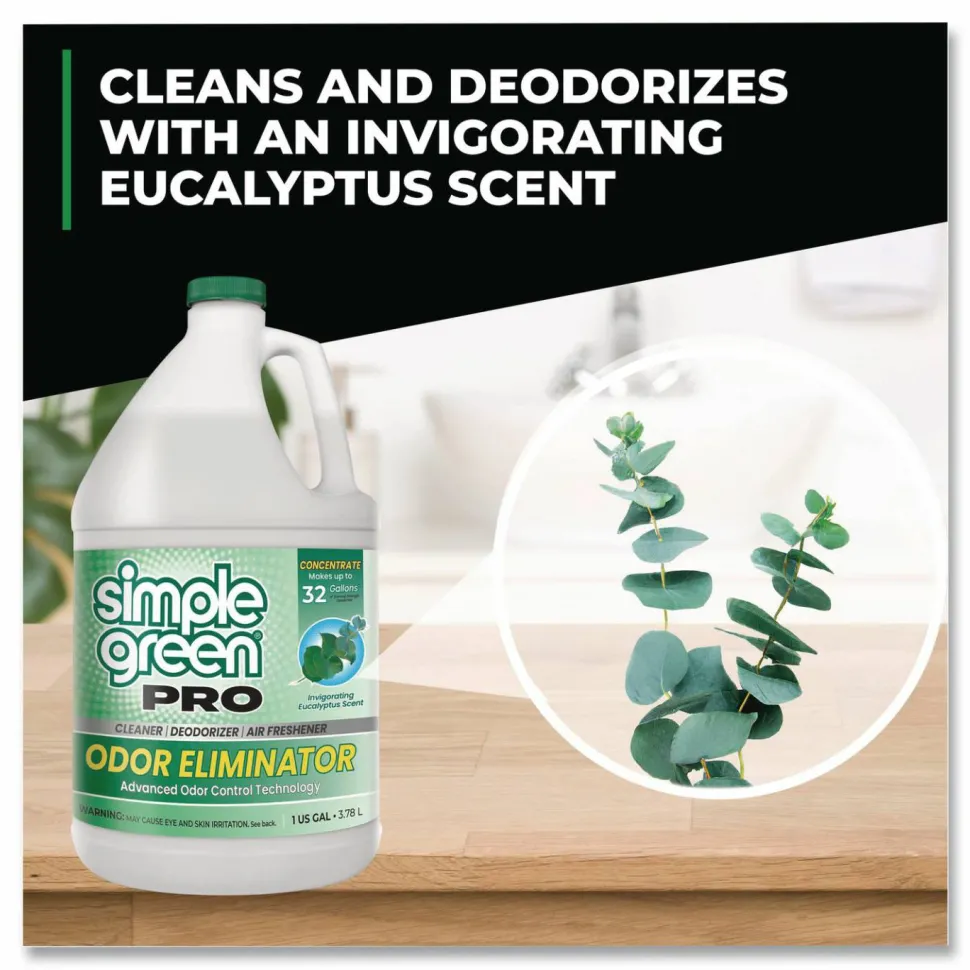 Simple Green Pro Odor Eliminator, Eucalyptus Scent, 1 gal Bottle, 6/Carton