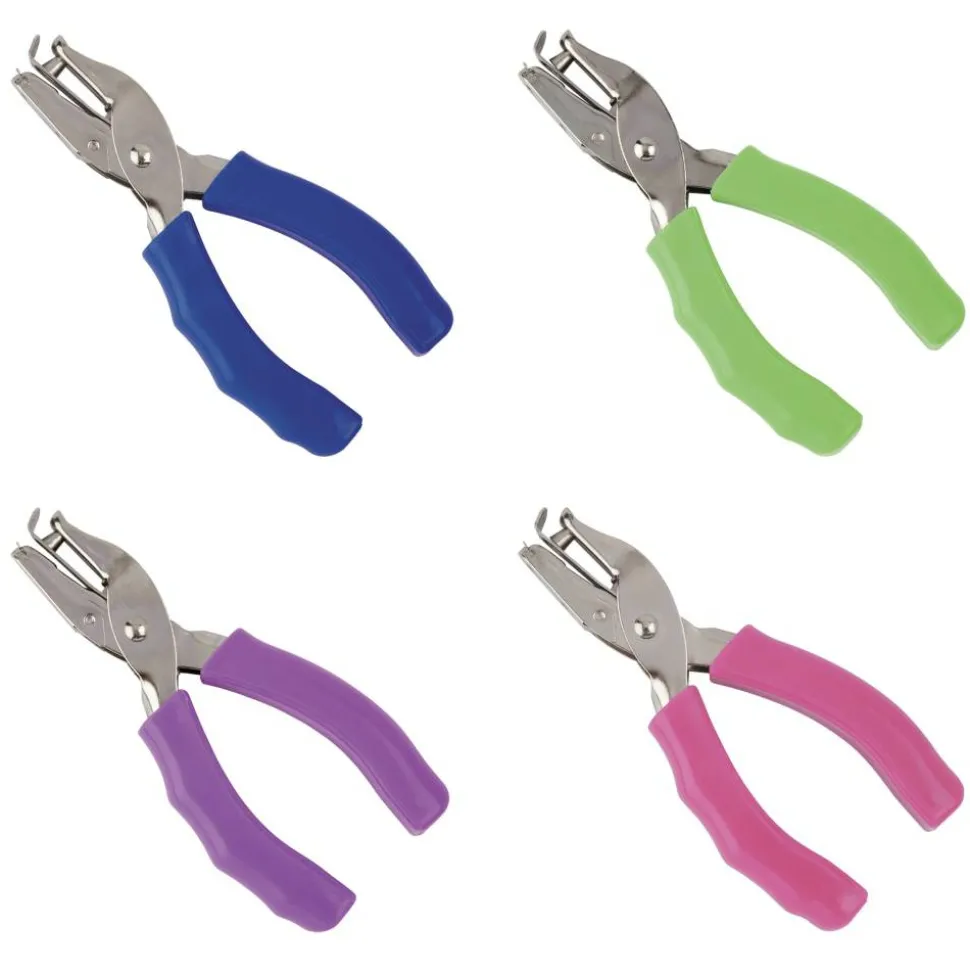 Single-Hole Punch With Padded Handles, Assorted Colors