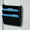Single Wall Pockets, Letter Size, Black, Pack Of 3