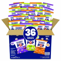 SkinnyPop Popcorn Variety Snack Pack, 0.5 oz Bag, 36 Bags/Carton