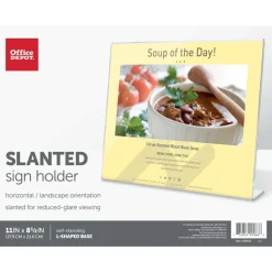 Slanted Sign Holder, Landscape/Horizontal, 8-1/2"H x 11"W, Clear