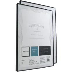 Slimline Document Frames, 8-1/2" x 11", Black, Pack Of 2 Frames