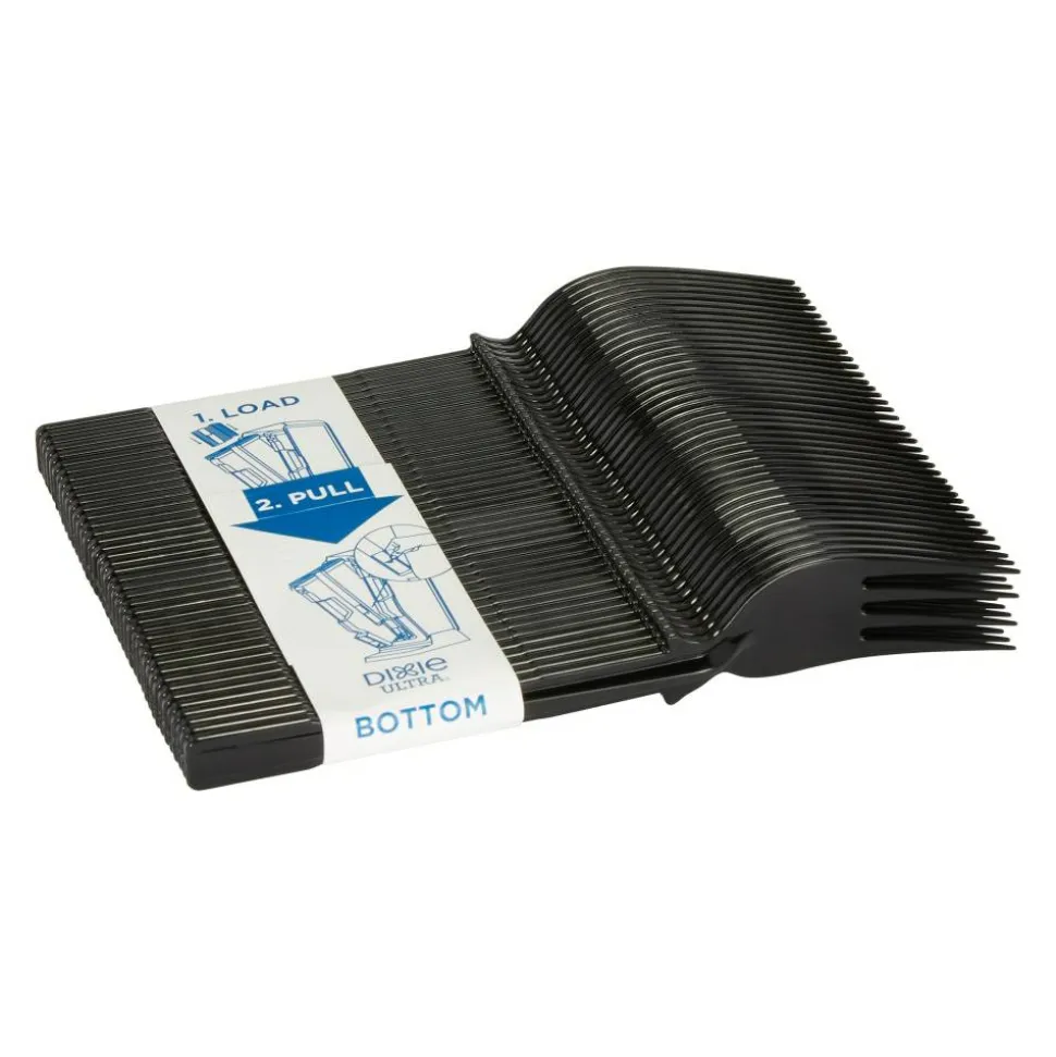 SmartStock T-Series Disposable Cutlery Refills, Polypropylene Forks, Black, 40 Forks Per Refill, Box Of 24 Refills