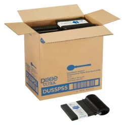 SmartStock T-Series Disposable Cutlery Refills, Polypropylene Soup Spoons, Black, 40 Spoons Per Refill, Box Of 24 Refills