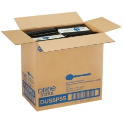 SmartStock T-Series Disposable Cutlery Refills, Polypropylene Soup Spoons, Black, 40 Spoons Per Refill, Box Of 24 Refills