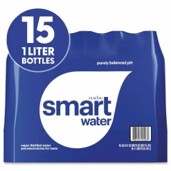 smartwater Vapor-Distilled Water, Unflavored, 33.8 oz Bottle, 15/Carton