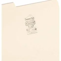 Smead 1/3-Cut 2-Ply SuperTab File Folders, Letter Size, Manila, Box Of 100