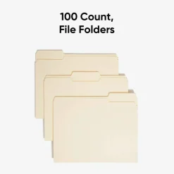 Smead File Folders, Letter Size, 1/3 Cut, Manila, Pack Of 100 (10330)