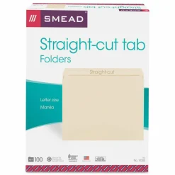 Smead File Folders, Letter Size, Straight Cut, Manila, Pack Of 100