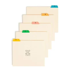 Smead A To Z File Guides With Color Tabs, 1/5-Cut Tabs, Letter Size, Manila, Pack Of 25 (50180)