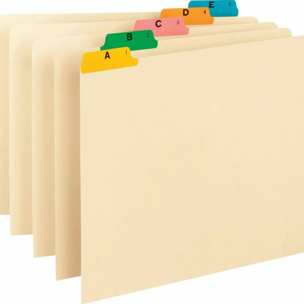 Smead A To Z File Guides With Color Tabs, 1/5-Cut Tabs, Letter Size, Manila, Pack Of 25 (50180)