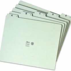 Smead A-Z Pressboard File Guides, 1/5 Cut, Letter Size, 100% Recycled, Green, Set Of 25