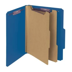Smead Classification Folders, Pressboard With SafeSHIELD Fasteners, 2 Dividers, 2" Expansion, Letter Size, Dark Blue, Box Of 10