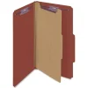 Smead Classification Folders, Pressboard With SafeSHIELD Fasteners, 1 Divider, 2" Expansion, Legal Size, 60% Recycled, Red, Box Of 10
