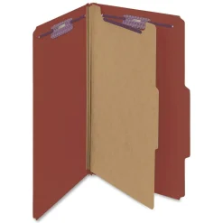 Smead Classification Folders, Pressboard With SafeSHIELD Fasteners, 1 Divider, 2" Expansion, Legal Size, 60% Recycled, Red, Box Of 10