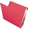 Smead Color End-Tab Folders With Fasteners, Straight Cut, Letter Size, Red, Pack Of 50