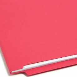 Smead Color End-Tab Folders With Fasteners, Straight Cut, Letter Size, Red, Pack Of 50