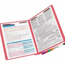 Smead Color End-Tab Folders With Fasteners, Straight Cut, Letter Size, Red, Pack Of 50