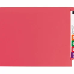 Smead Color End-Tab Folders With Fasteners, Straight Cut, Letter Size, Red, Pack Of 50
