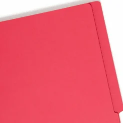 Smead Color End-Tab Folders With Fasteners, Straight Cut, Letter Size, Red, Pack Of 50
