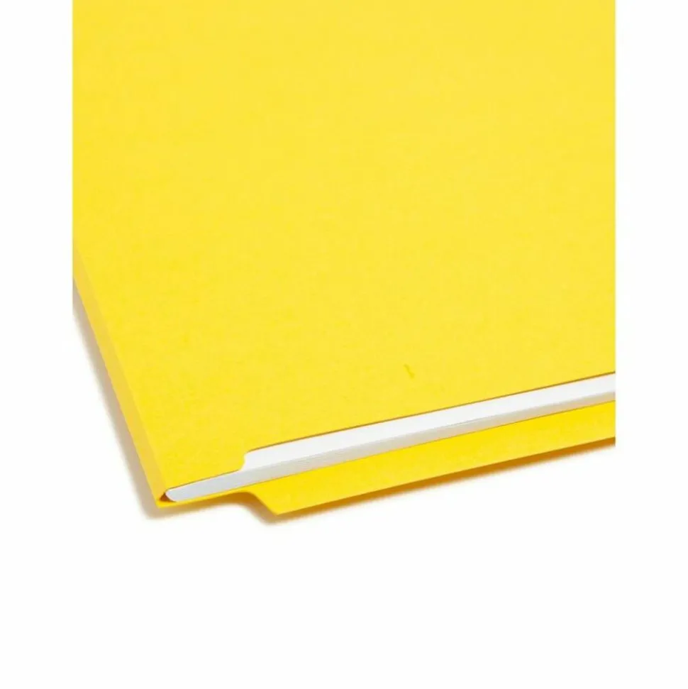 Smead Color End-Tab Folders With Fasteners, Straight Cut, Letter Size, Yellow, Pack Of 50