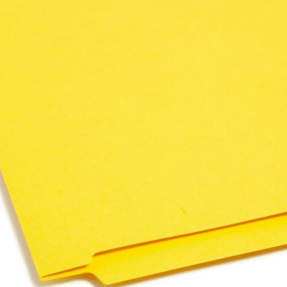 Smead Color End-Tab Folders With Fasteners, Straight Cut, Letter Size, Yellow, Pack Of 50