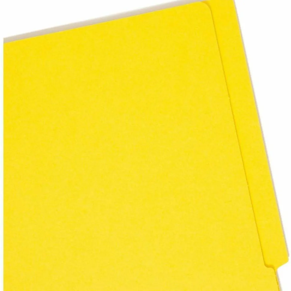 Smead Color End-Tab Folders With Fasteners, Straight Cut, Letter Size, Yellow, Pack Of 50