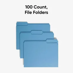 Smead Color File Folders, Letter Size, 1/3 Cut, Blue, Box Of 100 (12043)