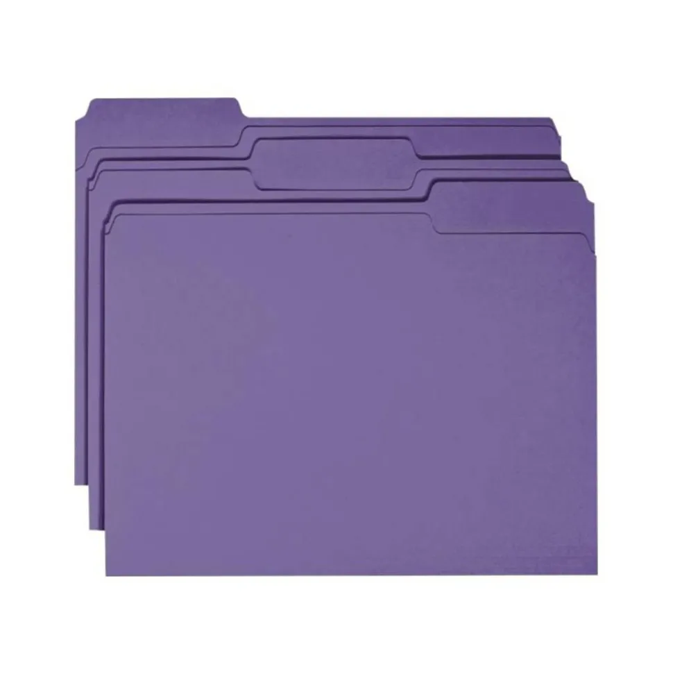 Smead Color File Folders, Letter Size, 1/3 Cut, Purple, Box Of 100