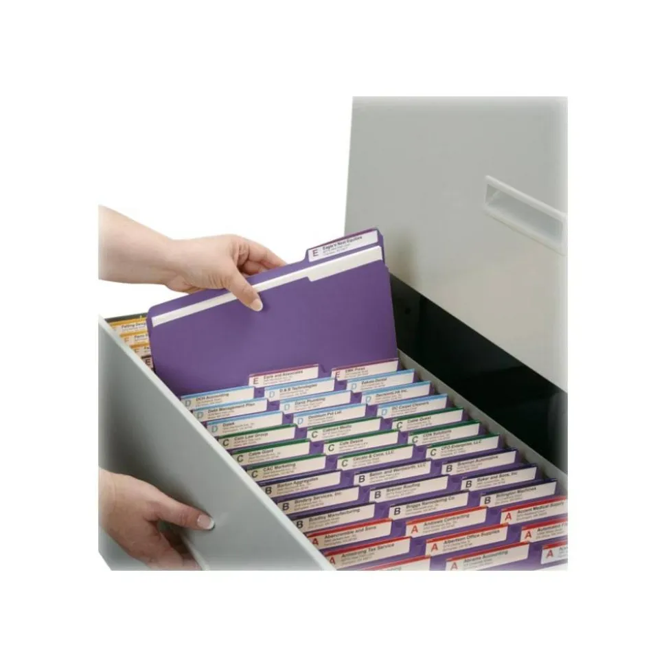 Smead Color File Folders, Letter Size, 1/3 Cut, Purple, Box Of 100