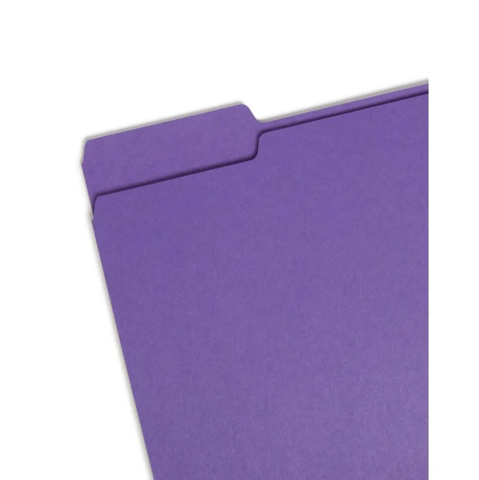 Smead Color File Folders, Letter Size, 1/3 Cut, Purple, Box Of 100