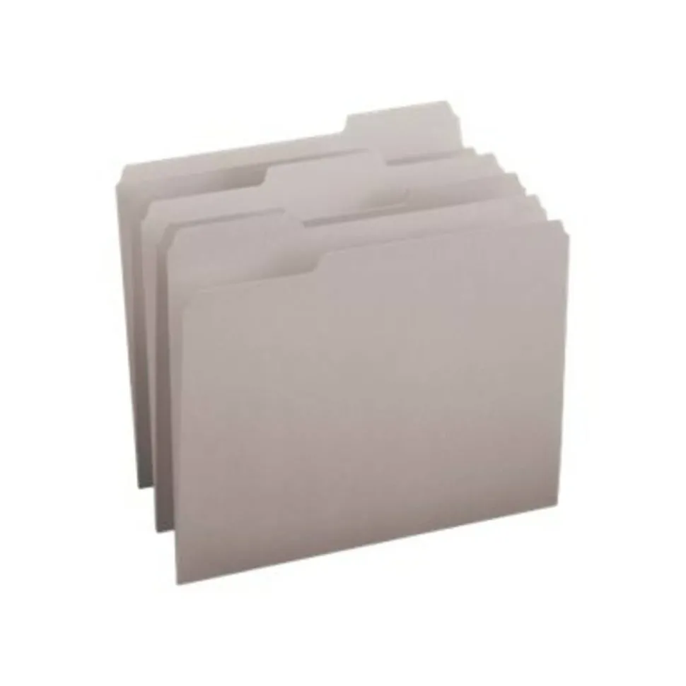 Smead Color File Folders, Letter Size, 1/3 Cut, Gray, Box Of 100