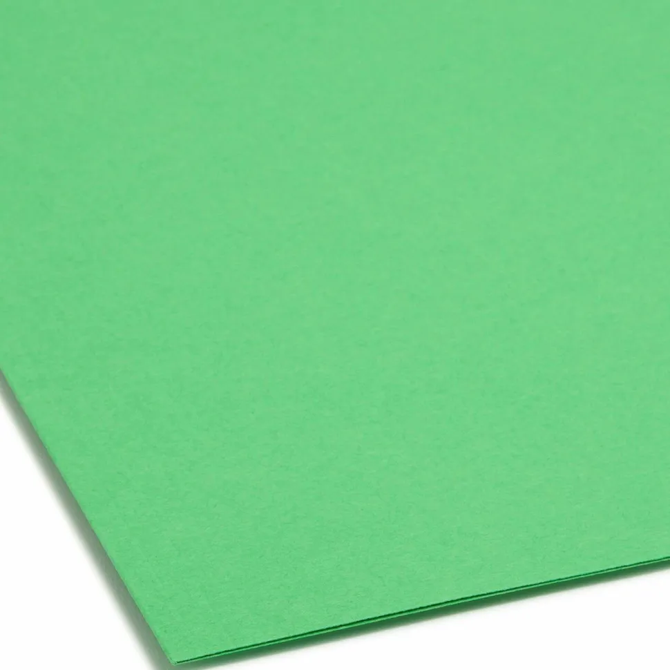 Smead Color Reinforced Tab Fastener Folders, Letter Size, 1/3 Cut, Green, Pack Of 50