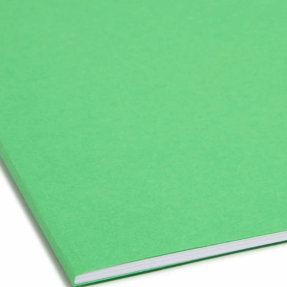 Smead Color Reinforced Tab Fastener Folders, Letter Size, 1/3 Cut, Green, Pack Of 50