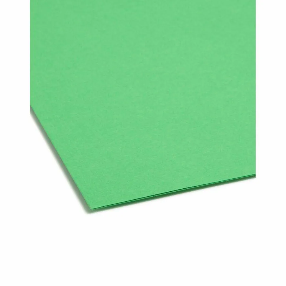 Smead Color Reinforced Tab Fastener Folders, Letter Size, 1/3 Cut, Green, Pack Of 50