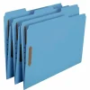 Smead Color Reinforced Tab Fastener Folders, Letter Size, 1/3 Cut, Blue, Pack Of 50 (12040)