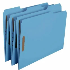 Smead Color Reinforced Tab Fastener Folders, Letter Size, 1/3 Cut, Blue, Pack Of 50 (12040)