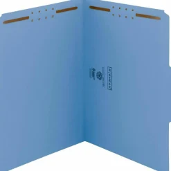 Smead Color Reinforced Tab Fastener Folders, Letter Size, 1/3 Cut, Blue, Pack Of 50 (12040)