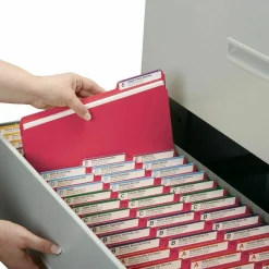 Smead 1/3-Cut Color Pressboard Tab Folders, Letter Size, 50% Recycled, Bright Red, Box Of 25
