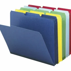 Smead 1/3-Cut Color Pressboard Tab Folders, Letter Size, 50% Recycled, Bright Red, Box Of 25