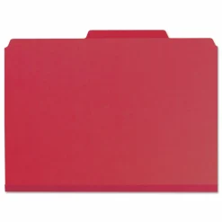 Smead 1/3-Cut Color Pressboard Tab Folders, Letter Size, 50% Recycled, Bright Red, Box Of 25