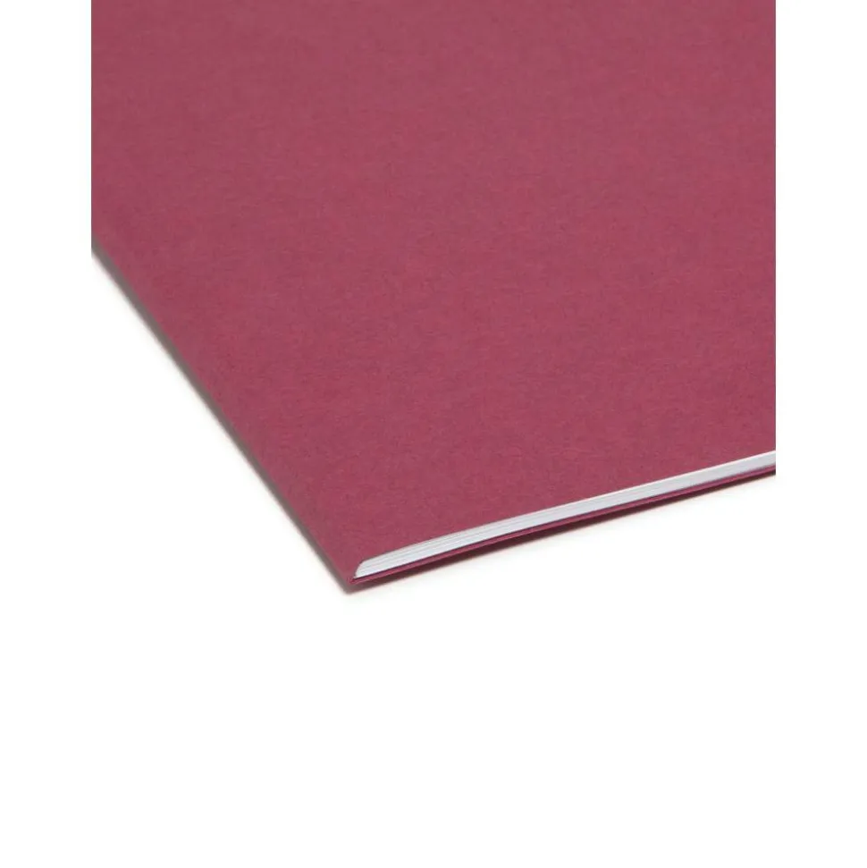 Smead 1/3-Cut Color Top-Tab File Folders, Letter Size, Maroon, Box Of 100