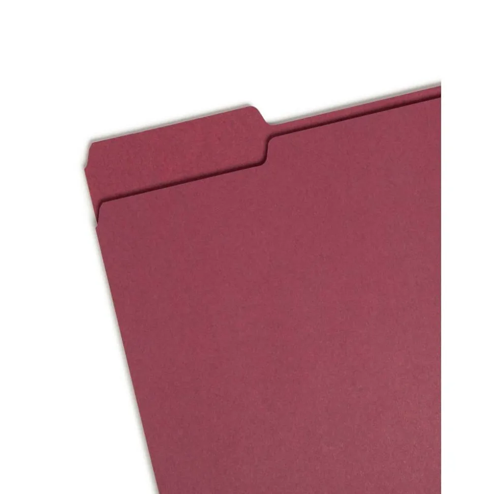 Smead 1/3-Cut Color Top-Tab File Folders, Letter Size, Maroon, Box Of 100