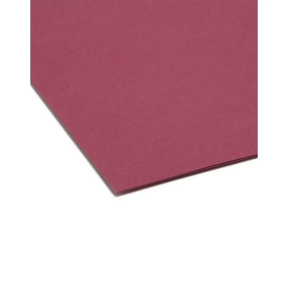 Smead 1/3-Cut Color Top-Tab File Folders, Letter Size, Maroon, Box Of 100