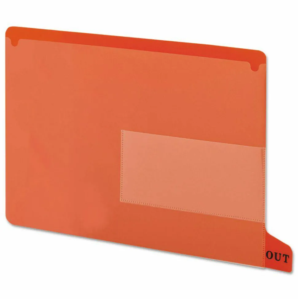 Smead Durable Poly End-Tab Out Guides, Bottom Position Tab, Letter Size, Red, Pack Of 25