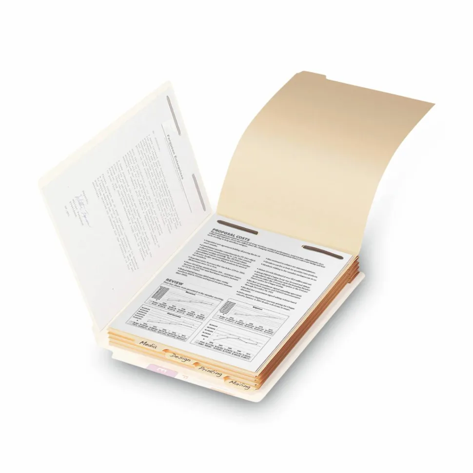 Smead End-Tab Folder Dividers With Fasteners, Letter Size, Manila, Box Of 50