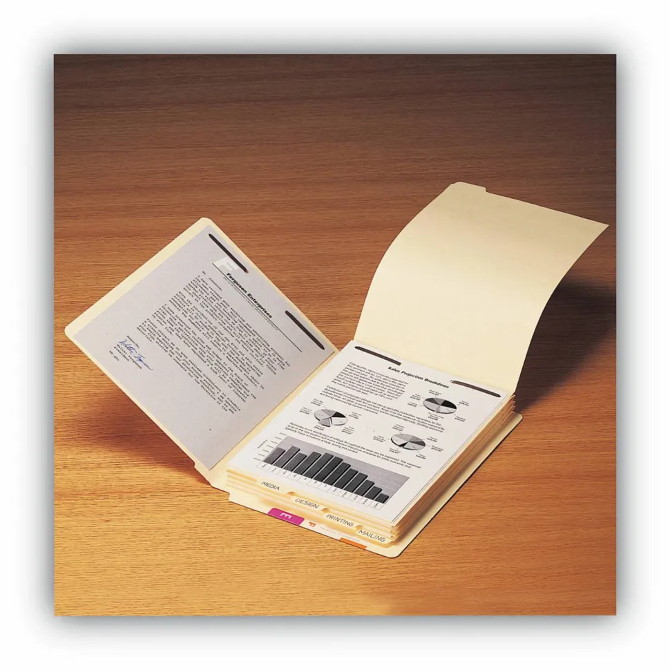 Smead End-Tab Folder Dividers With Fasteners, Letter Size, Manila, Box Of 50