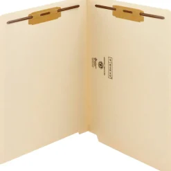 Smead End-Tab Folders With 2 Fasteners, Straight Cut, Letter Size, Manila, Box Of 50